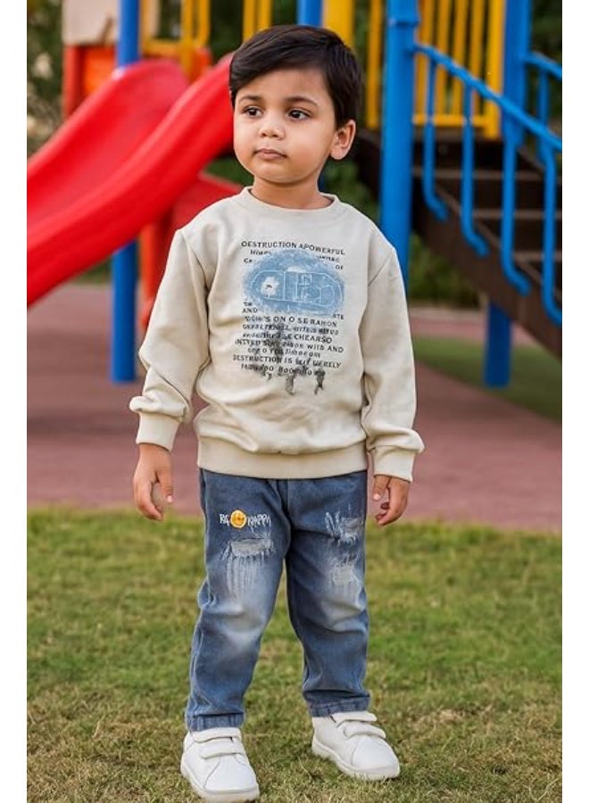 MINIIMODZ Minii Modz Denim Pant & Full Sleeve Shirt Top Set for Boys | Ethnic Inspired Clothes | Pant Top Set for Boy | Best Gift for Diwali & Festivals - Image 5